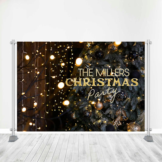 Customized Christmas Backdrop - Holiday Christmas Party Banner, Christmas Tree