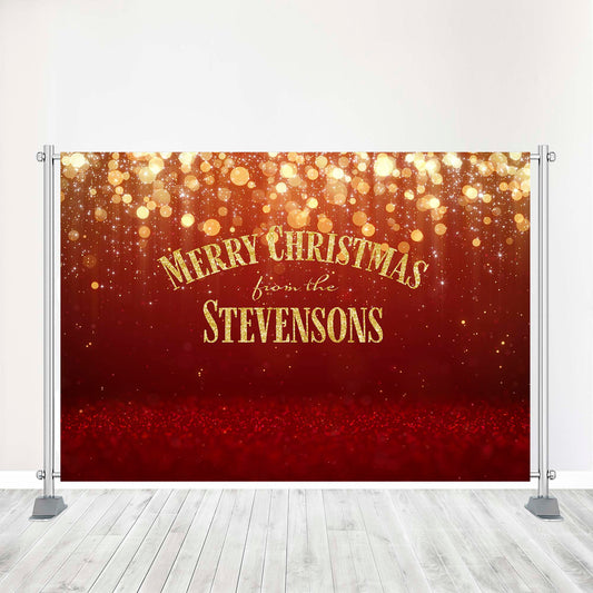 Customized Christmas Backdrop - Holiday Christmas Party Banner, Corporate or Business Event, Gold Glitter
