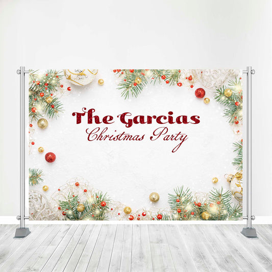 Customized Christmas Backdrop - Holiday Christmas Party Banner, Red and Green