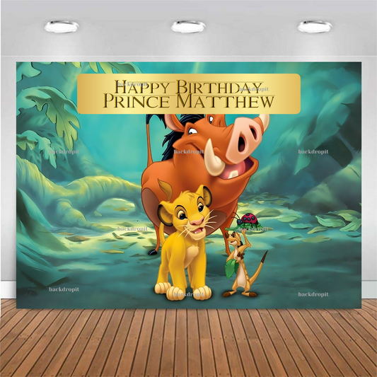 Customized Birthday Backdrop - Lion Cub