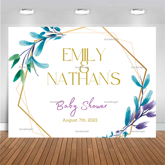 Customized Baby Shower Backdrop - Purple and Blue