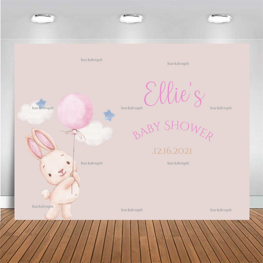 Customized Baby Shower Backdrop - Bunny