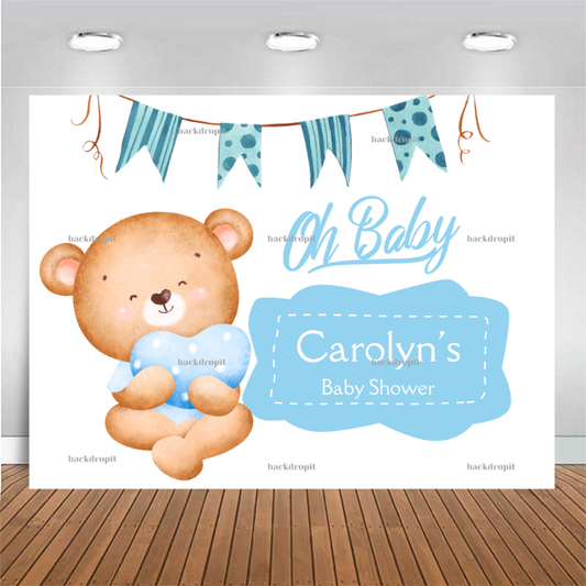 Customized Baby Shower Backdrop - Oh Baby Boy