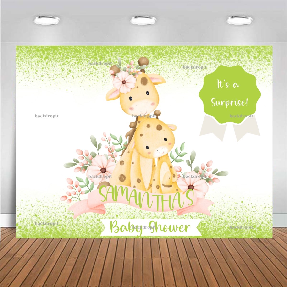 Customized Baby Shower Backdrop - Green