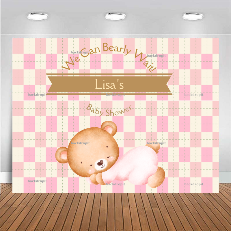 Customized Baby Shower Backdrop - We Can Bearly Wait Girl