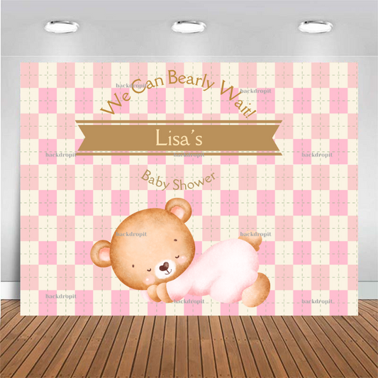 Customized Baby Shower Backdrop - We Can Bearly Wait Girl