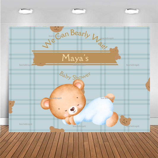 Customized Baby Shower Backdrop - We Can Bearly Wait Boy