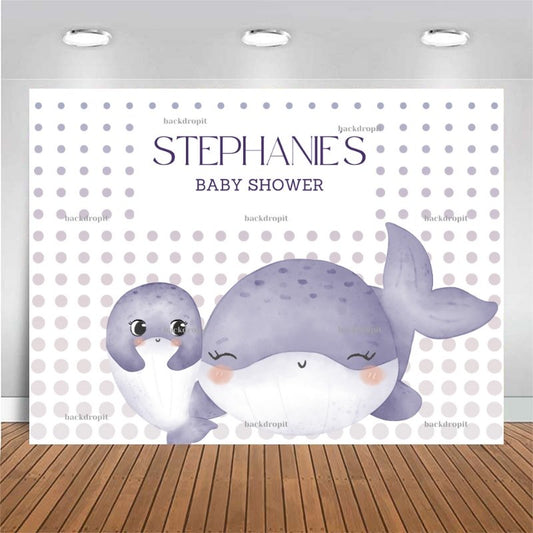 Customized Baby Shower Backdrop - Mommy and Baby Sharks
