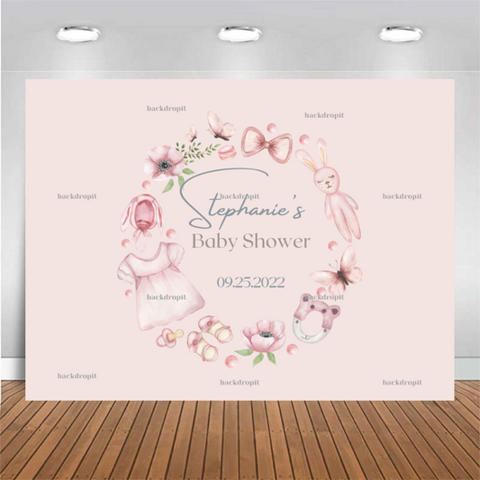Customized Baby Shower Backdrop - Girl or Pink