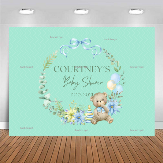 Customized Baby Shower Backdrop - Green or Neutral