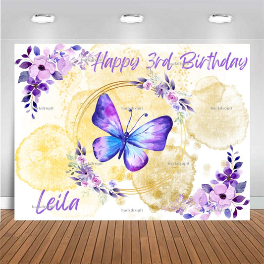 Customized Birthday Backdrop - Butterfly