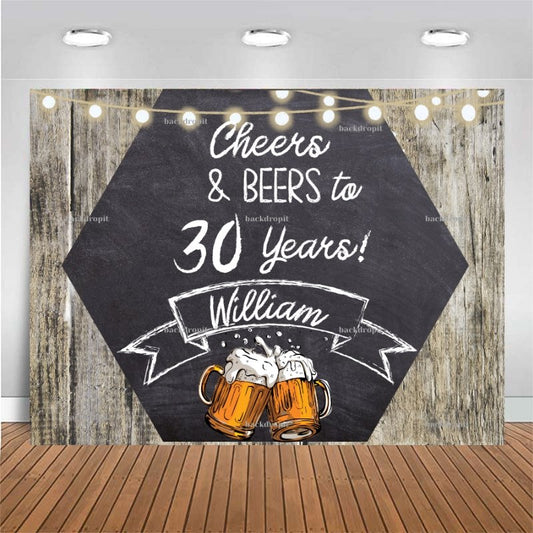 Customized Birthday Backdrop - Cheers & Beers