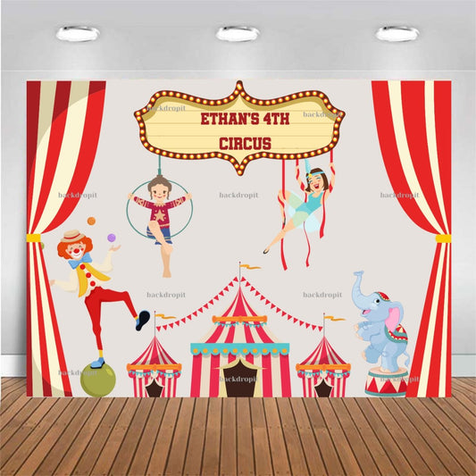 Customized Birthday Backdrop - Circus