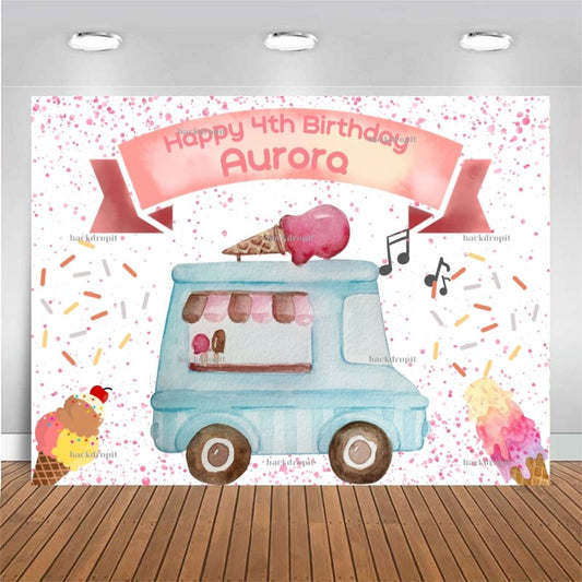 Customized Birthday Backdrop - Ice Cream Truck