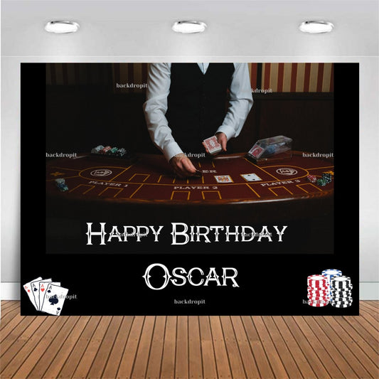 Customized Birthday Backdrop - Casino