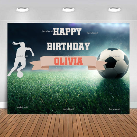 Customized Birthday Backdrop - Soccer For Girls/Women