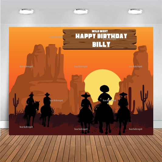 Customized Birthday Backdrop - Wild West